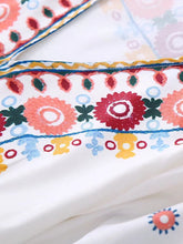 Load image into Gallery viewer, White V Neck Print Shirt Suit High Waisted Elastic A-Line Skirt Set