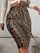Load image into Gallery viewer, New Vintage Print Lace-up Hip skirt Women Fashion Sexy Side Slit Zipper A-line Skirt Spring Summer Elegant Commuter Office Skirt