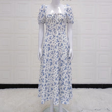 Load image into Gallery viewer, Summer Fashion Female Printed Floral short Sleeve Vintage A-line Midi Dress Chiffon Dress Women Casual Dresses