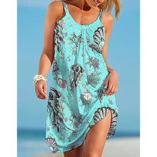 Load image into Gallery viewer, Sea Octopus Print Beach Dress Midi Women Fashion Sexy Dress Bohemian Strap Sleeveles Party Dresses Hem Evening Beach Sundress 1