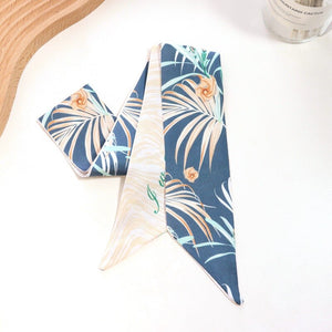 New Geometric Line Print Summer Fashion Skinny Small Bag Twill Silk Scarf Ribbon Head Hair Handle Tie Scarf For Women