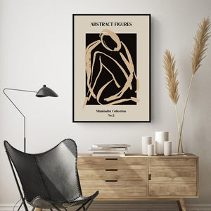 Beige Black Lines Woman Body Leaf Fashion Posters Modern Abstract Canvas Print Paintings Nordic Wall Art Picture for Living Room