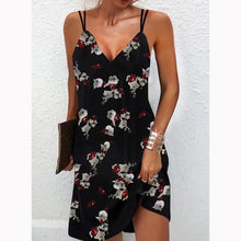 Load image into Gallery viewer, Sexy V Neck Straps Dress Women Summer Fashion Feather Printed Mini Dresses Female A-Line Party Beach Dress Women Robe Vestidos