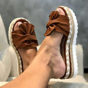 Fish Mouth Sandals Women Thick Soled Shoes Woman Butterfly-Knot Sandals Ladies Slip On Women's Shoes Elegant Slipper Footwear