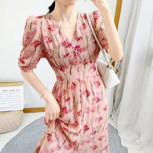 Load image into Gallery viewer, France Vintage Print Korean Summer Bohemian Chiffon Dress Unif Women Flower Casual Party Sexy Dress Boho Chic Long Dresses