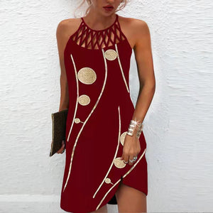 Sexy Dress Women Beach Mini Dress Fashion Dress Women Summer Sleeveless Hollow Elegant Boho Party Dress Print Vestido 2022