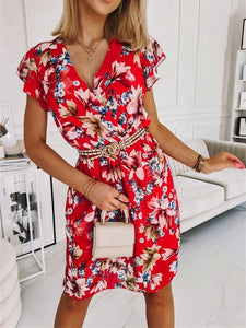 Floral Printing Women Summer for 2022 Clothing Short Sleeve Party Dress Holiday Fashion Sweet Ladies Dress Streetwear Vestidos