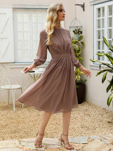 2022 Summer New Fashion Elegant Women's Dress Solid Color Pleated Thin Medium Length  Office Lady A-LINE Dresses for Women