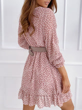 Load image into Gallery viewer, Spring  Summer New Wave Dot Print Pink Sweet Commuting Sexy V-neck Long Sleeve Ruffle Dress Short Skirt Office Lady Woman Dress