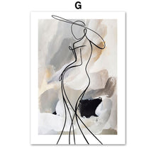 Load image into Gallery viewer, Fashion Abstract Lines Curve Woman Wall Art Canvas Painting Geometry Nordic Posters And Print Wall Pictures Living Room Decor