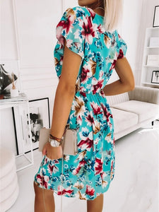 Floral Printing Women Summer for 2022 Clothing Short Sleeve Party Dress Holiday Fashion Sweet Ladies Dress Streetwear Vestidos