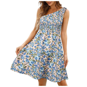 Plus Size Summer Dresses For Women 2022 Floral One Shoulder Beach Dress Women Bohemian Strapless Strapless Dress Платье Женское