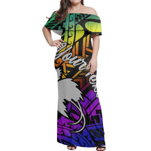 Load image into Gallery viewer, One-Shoulder Short-Sleeved Long Dress New Guinea Tribal Pattern Design Print Dress Summer Plus Size Bag Hip Party Evening Dress 1