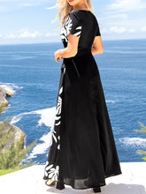 Load image into Gallery viewer, Summer New Fashion Digital Printing Stitching Short-sleeved Long Dress V-neck Ladies Long Dress Banquet Women Clothing Dresses