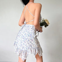 Load image into Gallery viewer, Women&#39;s Sexy Sleeveless Sling Print Backless Dress Ruffle Short Dresses