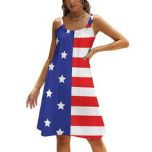 Load image into Gallery viewer, American Flag Patriotic Dress Stars and Stripes Sleeveless Pretty Dresses Women Korean Fashion A Line Sundress Birthday Gift