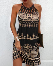 Load image into Gallery viewer, Sexy Sleeveless Women Vintage Tribal Print Hollow Out Casual Dress 2022 Summer Fashion New Mini Dress