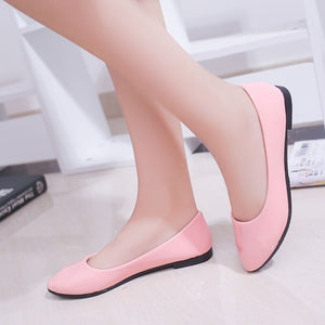 PU patent leather shoes woman single shoes shallow round tow spring autumn ballet flats shoes contracted big size 35-42