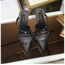Load image into Gallery viewer, Real Leather Star Style Luxury Brand Rivet Women High Heel Summer Sandals Thin Heel Lady Wedding Shoes Pointed Toe Fashion Pumps