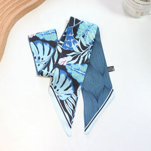 New Geometric Line Print Summer Fashion Skinny Small Bag Twill Silk Scarf Ribbon Head Hair Handle Tie Scarf For Women