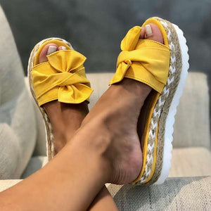 Fish Mouth Sandals Women Thick Soled Shoes Woman Butterfly-Knot Sandals Ladies Slip On Women's Shoes Elegant Slipper Footwear