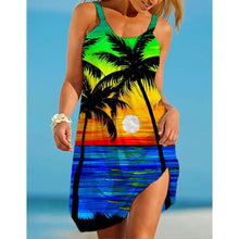 Load image into Gallery viewer, Vintage Pattern Print Midi Dress Womens Fashion Summer Strap Beach Dress Bohemian Sleeveless lady Party Dresses Elegant Sundress