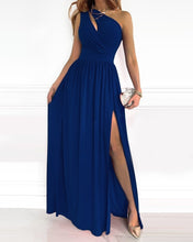 Load image into Gallery viewer, Summer Elegant One Shoulder Floral Print High Slit Cutout Maxi Party Dress Asymmetric Women Long Wedding Evening Sexy Robes Midi
