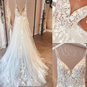 2022 Wedding Dress For Women Sleeveless Spaghetti Strap Bridal Gowns A-line Sweep Train Civil Robe De Mariee Charming Brides Pa