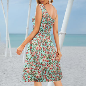 Plus Size Summer Dresses For Women 2022 Floral One Shoulder Beach Dress Women Bohemian Strapless Strapless Dress Платье Женское