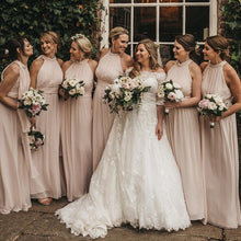 Load image into Gallery viewer, Fashion Halter Bridesmaid Dress 2022 A-Line Simple Wedding Party Gowns Floor Length Sleeveless Maid Of Honor Dress Custom Made