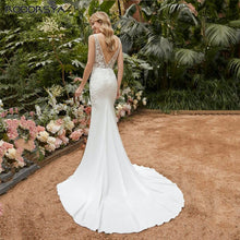 Load image into Gallery viewer, Sexy Lace Appliqued Wedding Dress Princess Satin Mermaid Bridal Dresses For Bride Robe De Mariée Sweep Train Civil Custom Made