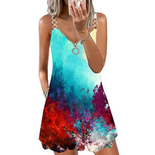 Load image into Gallery viewer, Fashion Print Zipper Party Vest Dress Women New Sexy Summer Casual Backless V Neck Elegant Oversize Loose Sleeveless Sling Dress