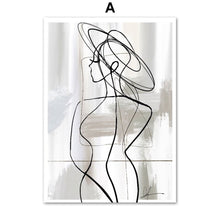 Load image into Gallery viewer, Fashion Abstract Lines Curve Woman Wall Art Canvas Painting Geometry Nordic Posters And Print Wall Pictures Living Room Decor