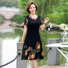 Load image into Gallery viewer, Fashion Printed Chiffon Dresses for Women 2022 Summer Floral Print Short Sleeve Everyday Dresses Casual Loose Middle-aged Woman