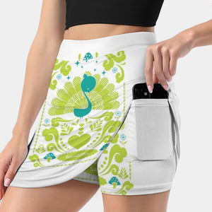 Peacocks Korean Fashion Skirt Summer Skirts For Women Light Proof Trouser Skirt Cute Swirls Peacock Teamkitten
