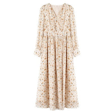 Load image into Gallery viewer, Korean Beach Style Retro Long Women Party Print Chiffon Chic Flower Vintage Dress Ankle-Length High Dress Slim Dresses Clothing