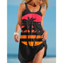 Load image into Gallery viewer, Vintage Pattern Print Midi Dress Womens Fashion Summer Strap Beach Dress Bohemian Sleeveless lady Party Dresses Elegant Sundress