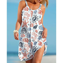 Load image into Gallery viewer, Sea Octopus Print Beach Dress Midi Women Fashion Sexy Dress Bohemian Strap Sleeveles Party Dresses Hem Evening Beach Sundress 1