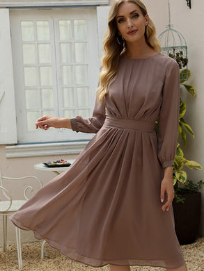 2022 Summer New Fashion Elegant Women's Dress Solid Color Pleated Thin Medium Length  Office Lady A-LINE Dresses for Women