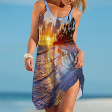 Load image into Gallery viewer, Starfish Sea Shell Print Summer Dress Strap Midi Sleeveless Women&#39;s Fashion Boho Beach Dress Casual Party Evening Sexy Sundress