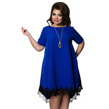 Load image into Gallery viewer, Short Sleeve Lace Dresses Big Size 5XL 6XL New 2017 Summer Backless Large Size Dress Plus Size Women Clothing Loose Blue Dress