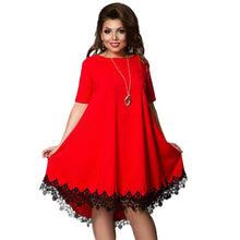 Load image into Gallery viewer, Short Sleeve Lace Dresses Big Size 5XL 6XL New 2017 Summer Backless Large Size Dress Plus Size Women Clothing Loose Blue Dress