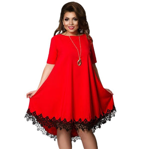 Short Sleeve Lace Dresses Big Size 5XL 6XL New 2017 Summer Backless Large Size Dress Plus Size Women Clothing Loose Blue Dress