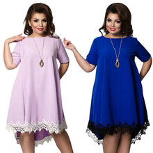 Load image into Gallery viewer, Short Sleeve Lace Dresses Big Size 5XL 6XL New 2017 Summer Backless Large Size Dress Plus Size Women Clothing Loose Blue Dress