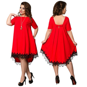 Short Sleeve Lace Dresses Big Size 5XL 6XL New 2017 Summer Backless Large Size Dress Plus Size Women Clothing Loose Blue Dress