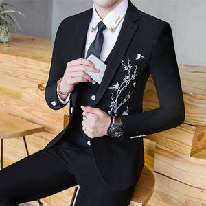 Suit Pants Vest Sets / Fashion new men's leisure boutique business groom wedding flower Blazers jacket coat trousers waistcoat