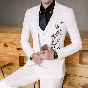 Suit Pants Vest Sets / Fashion new men's leisure boutique business groom wedding flower Blazers jacket coat trousers waistcoat