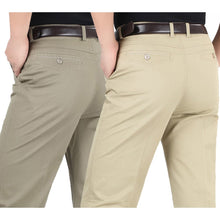 Load image into Gallery viewer, Summer style thin men&#39;s casual pants high waist cotton men loose straight long suits pants middle-aged Business leisure trousers