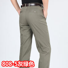 Load image into Gallery viewer, Summer style thin men&#39;s casual pants high waist cotton men loose straight long suits pants middle-aged Business leisure trousers