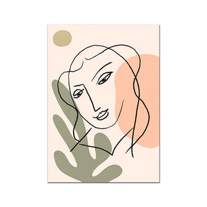 Nordic Minimalist Girl Line Art Fashion Woman Face Wall Canvas Paintings Drawing Posters Prints Decoration for Living Room Home